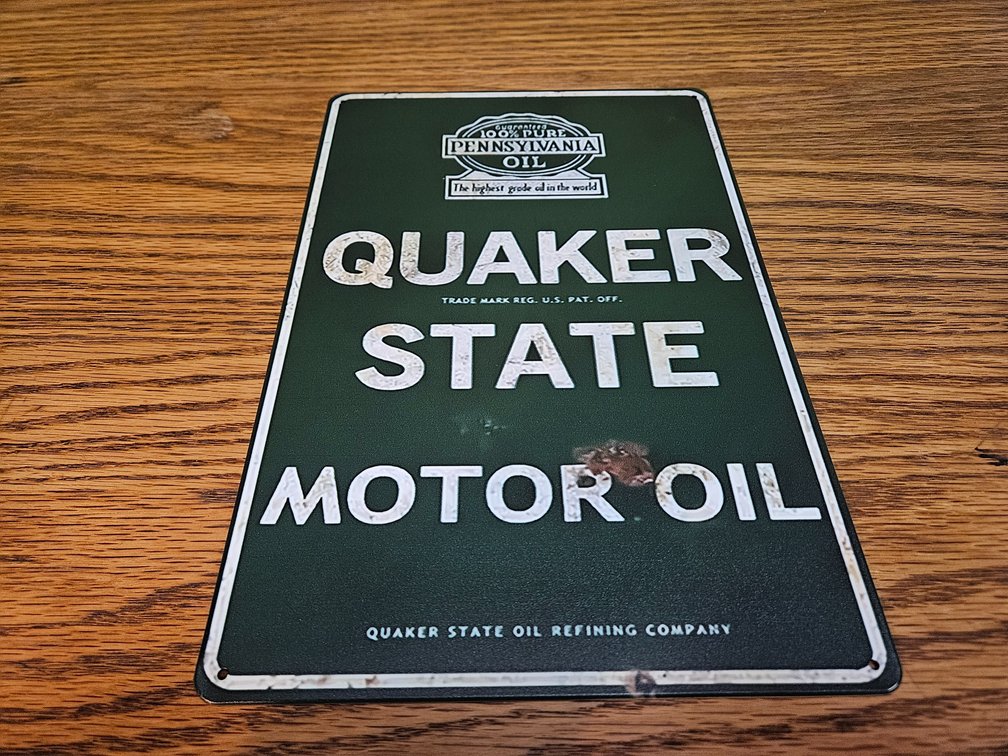 Quaker State Motor Oil Metal Sign 8"×12" (New)