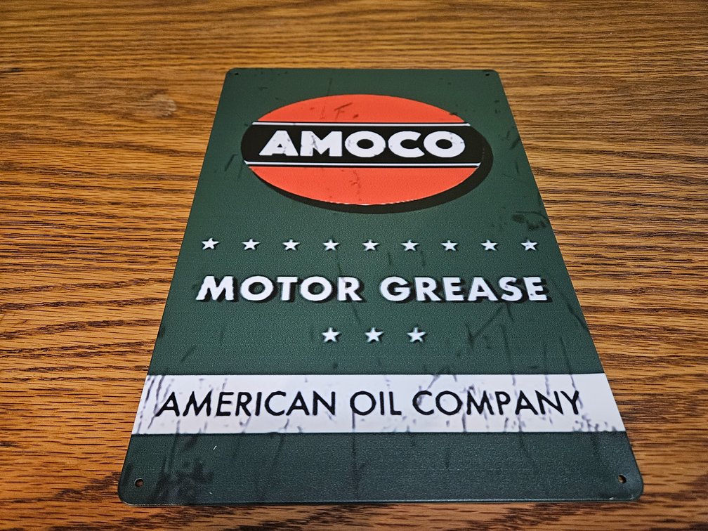 Amoco Motor Grease Metal Sign 8"×12" (New)