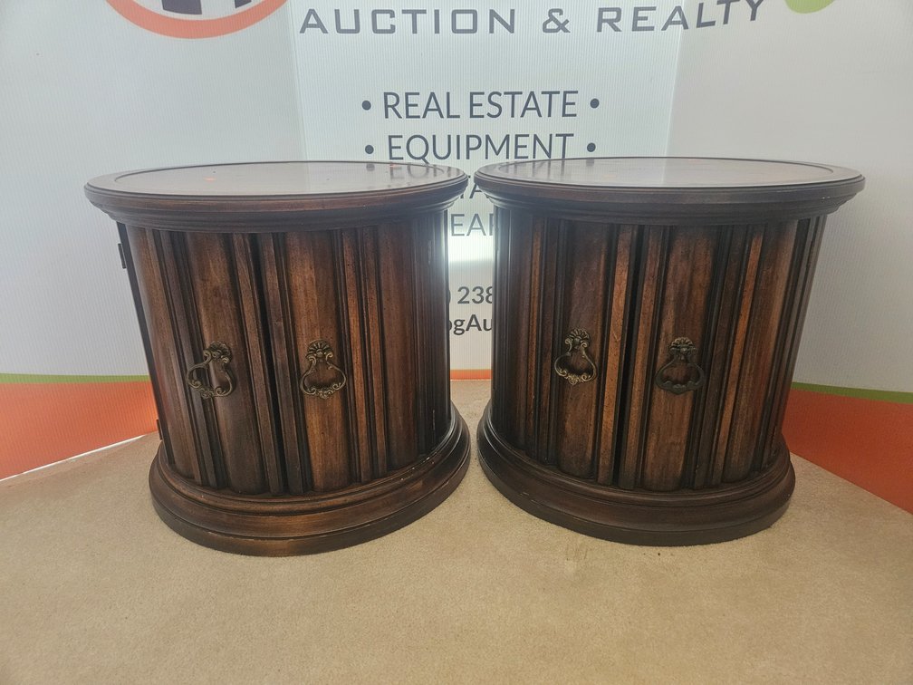 Wooden End Tables W/Storage - Measures 22" Tall × 24" Wide 
