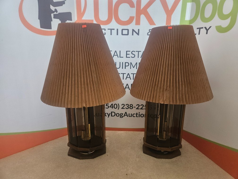 Wood/Glass Lamps - Measures 33" Tall 2 Included 