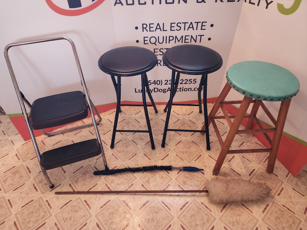 Folding Stools (2) - Wooden Stool - Cosco Step Ladder - Duster