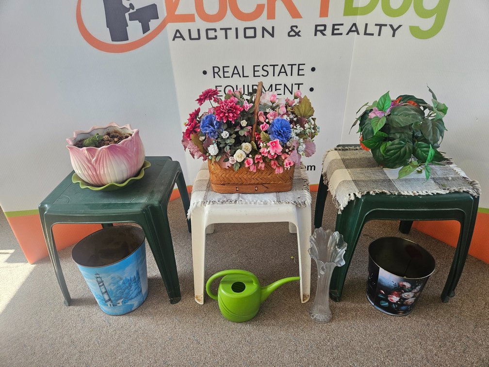 Plastic Tables - Artificial Flowers - Metal Trash Cans and More 