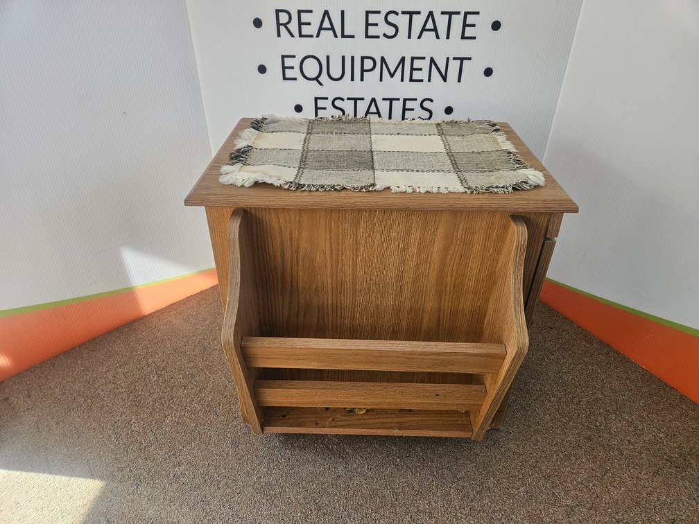 Lamp Table/Magazine Rack W/Storage - Measures 20.5" Tall × 21.5" Wide × 14.5" Deep