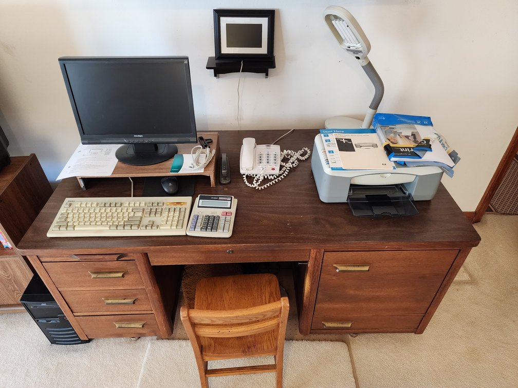 Computer - HP Printer - Computer Desk - Desk Light - Chair and More 