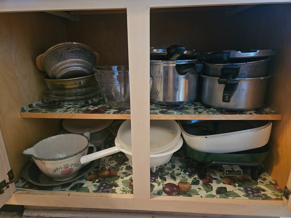 Lower Kitchen Cabinet Contents Tupperware - Silverware - Kitchen Utensils - Cleaning Supplies and More 