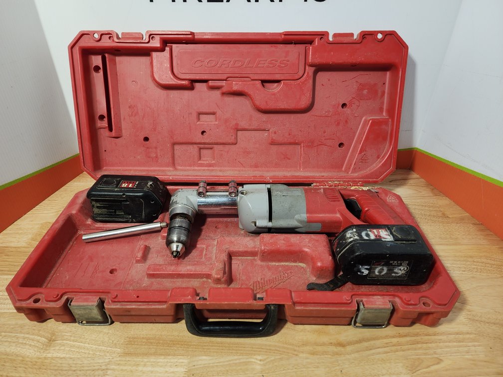 Milwaukee 18 Volt Angle Drill W/Two Batteries (No Charger)
