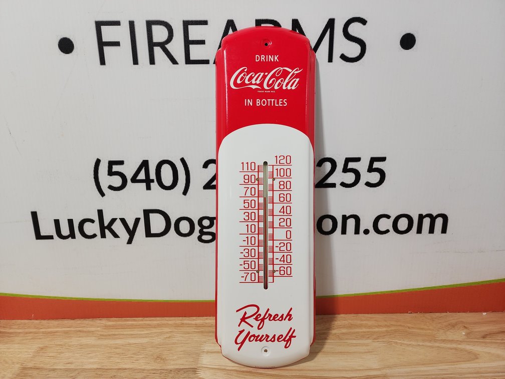 Drink Coca Cola Metal Thermometer Measures 17" Tall