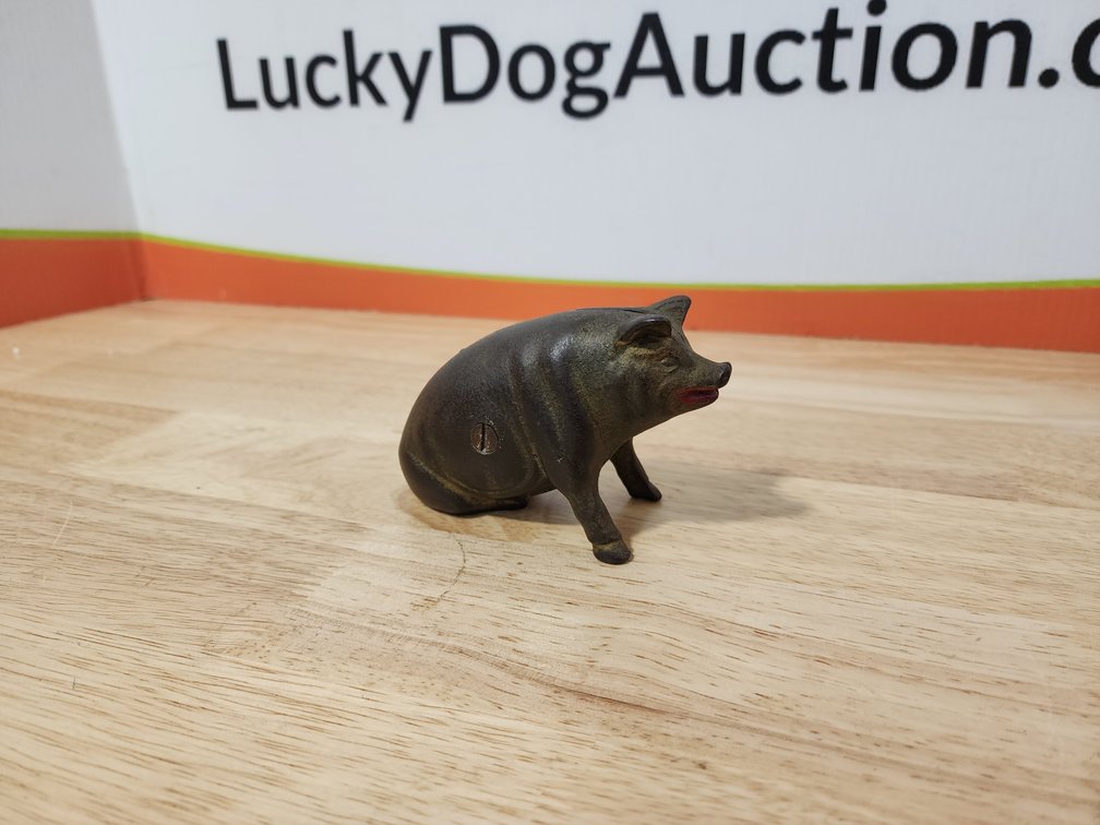 Sitting Pig Cast Iron Coin Bank