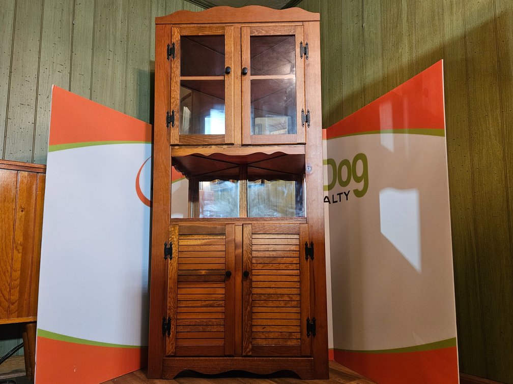 Wooden Corner China Cabinet - Measures 69" Tall × 31.25" Wide × 15" Deep