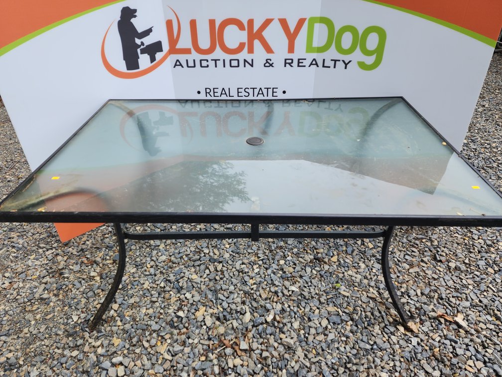 Glass Top Patio Table Measures 27.5" Tall x 60" Wide x 38" Deep