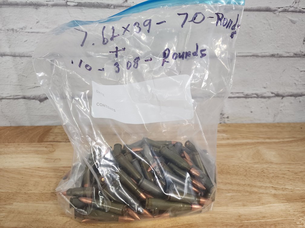 7.62 x 39 Ammo  - 70 Rounds  - 308 Ammo  - 10 Rounds 