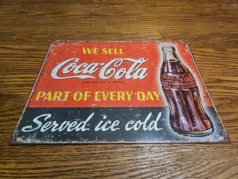Metal Coca-Cola Sign - Measures 12.5"×16" (New)
