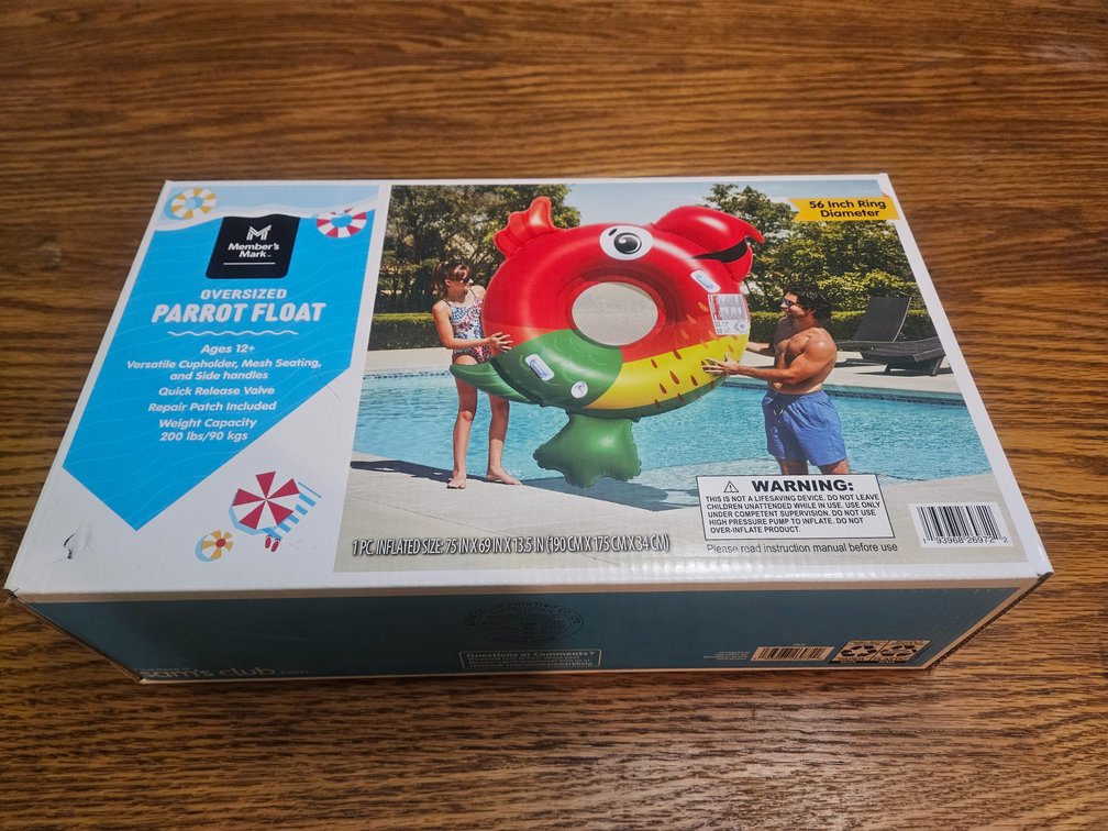 Members Mark Oversized Parrot Float 56" Ring Diameter 200lb. Capacity (New)