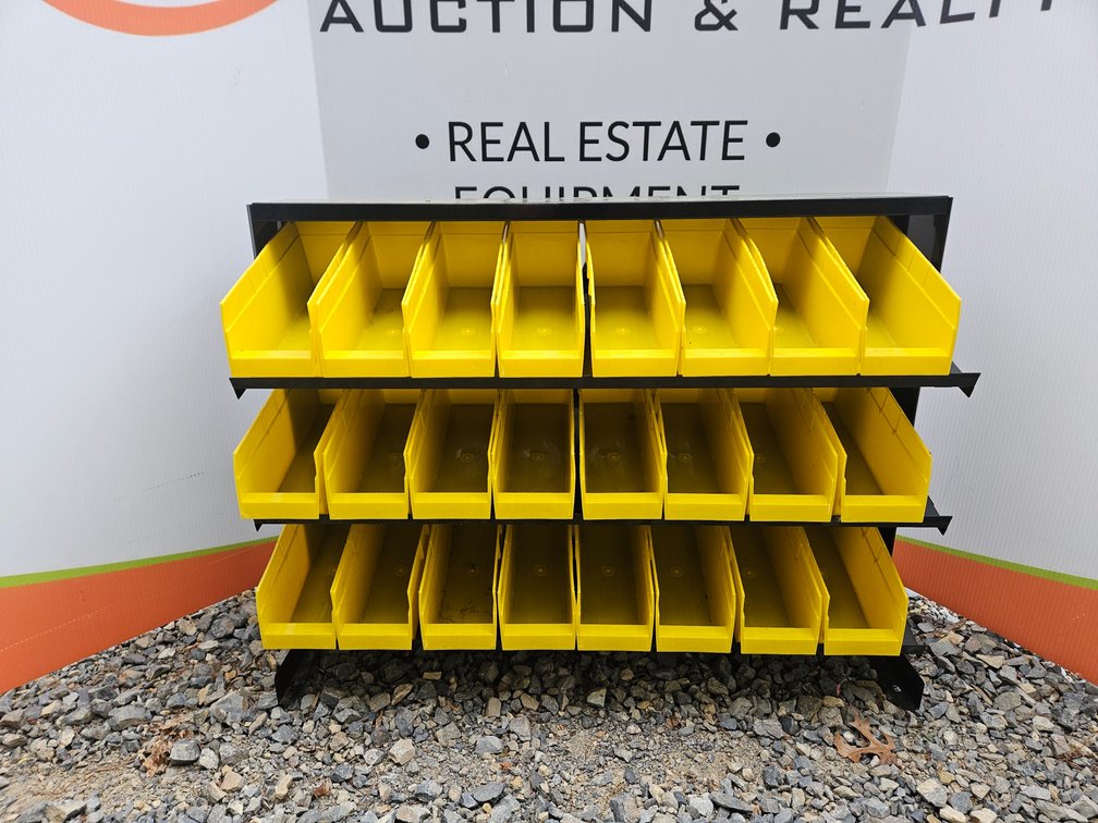 Metal Storage Bin Stand W/Plastic Bins - Measures 24" Tall × 32" Wide × 12" Deep
