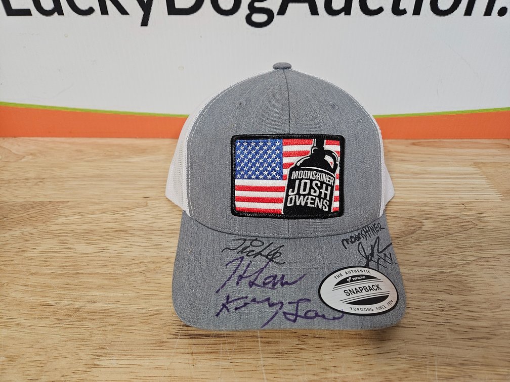 Moonshiner Josh Owens Hat Autographed By Josh Owen's - Tickle - Henry Lee Law and Kenny Law