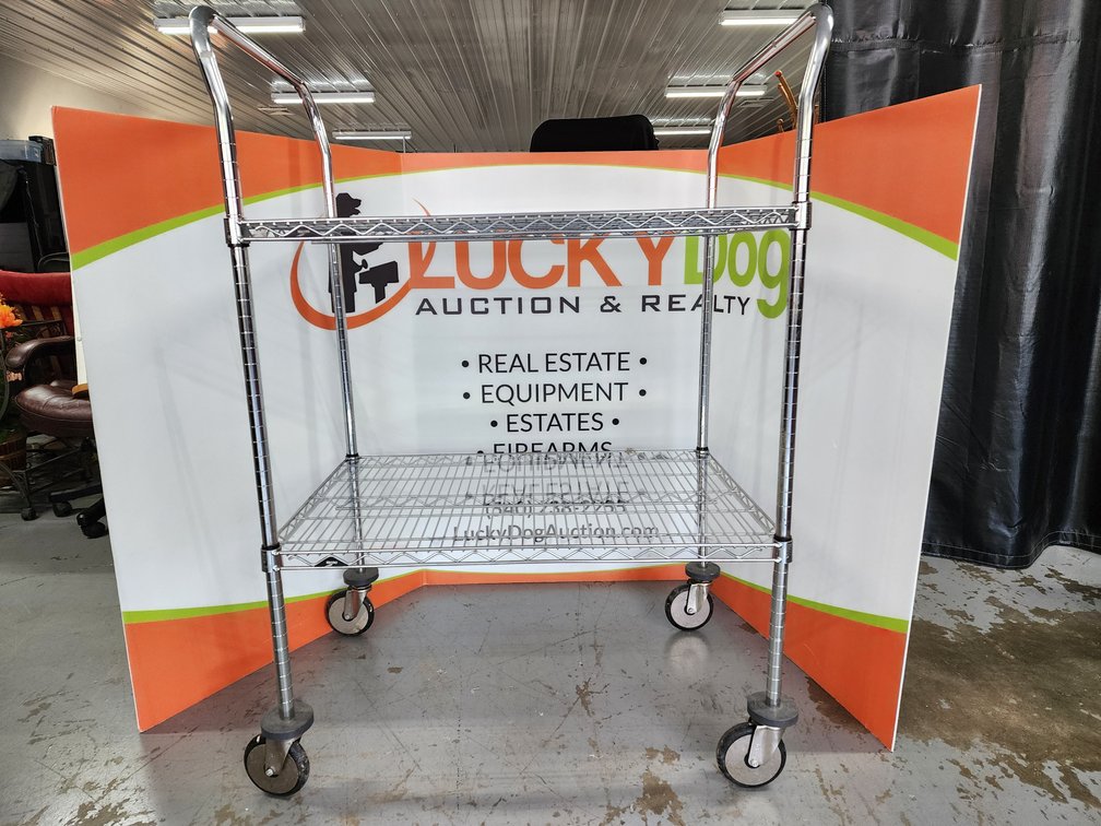 Metal Rolling 2 Teir Rack Measures 53" Tall x 38" Wide x 24" Deep