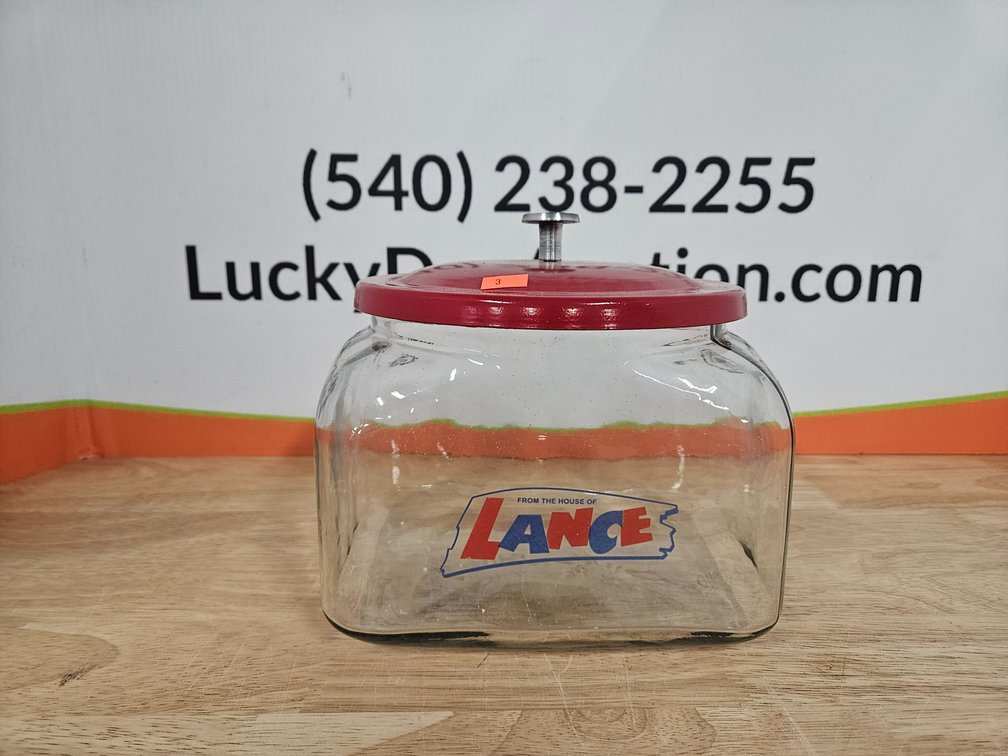 Lance Cracker Glass Jar W/Lid - Measures 8" Tall 