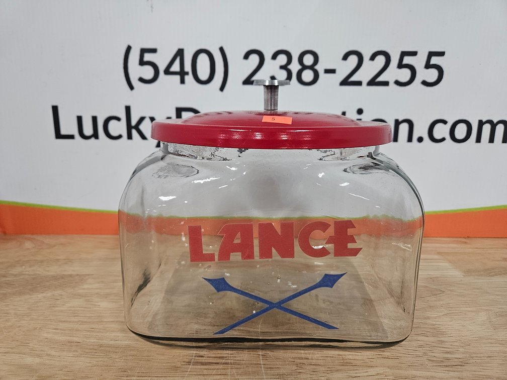 Lance Cracker Glass Jar W/Lid - Measures 8" Tall (Vintage)