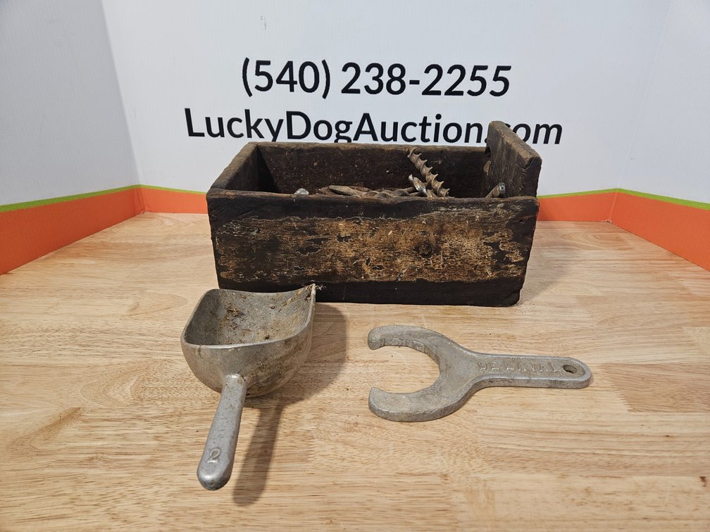 Drill Bits - Wooden Crate 7.25"×14.5"×8.5" - Aluminum Scoop and More 