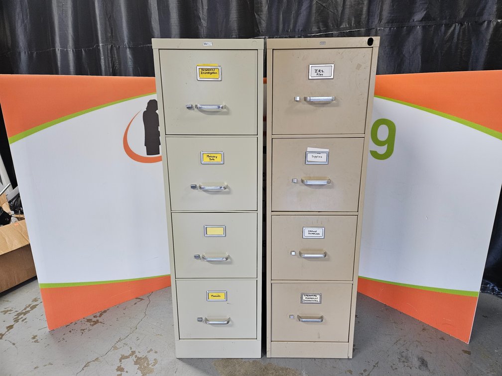 Metal Filing Cabinet - Measures 52"×15"×25" and 52"×26.5"×15" (2 Included)