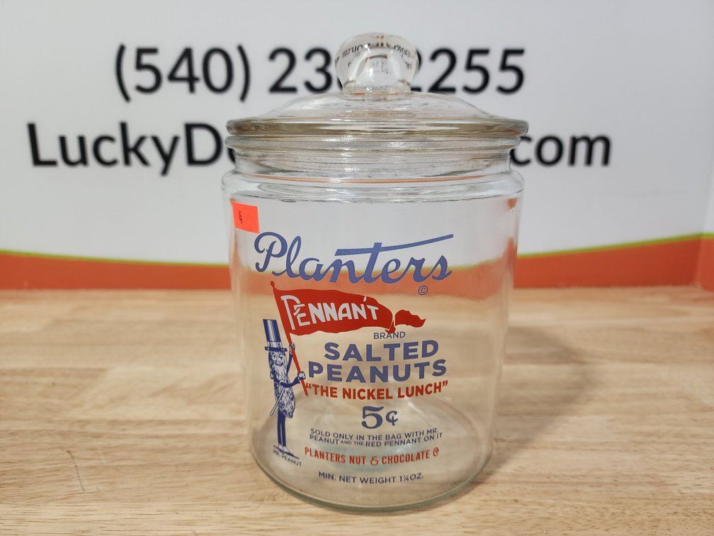 Planters Salted Peanuts Jar W/ Lid Measures 8.5" Tall 