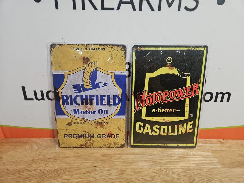 Metal Richfield Motor Oil and Motor Power Gasoline Signs - Measures 8"×12" (New 2 Included)