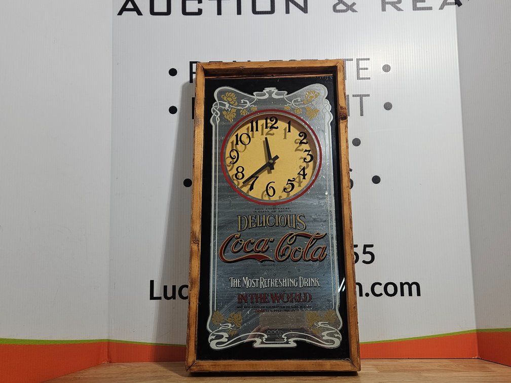 Coca-Cola Wood Framed Clock - Measures 13.25" Wide × 26" Tall