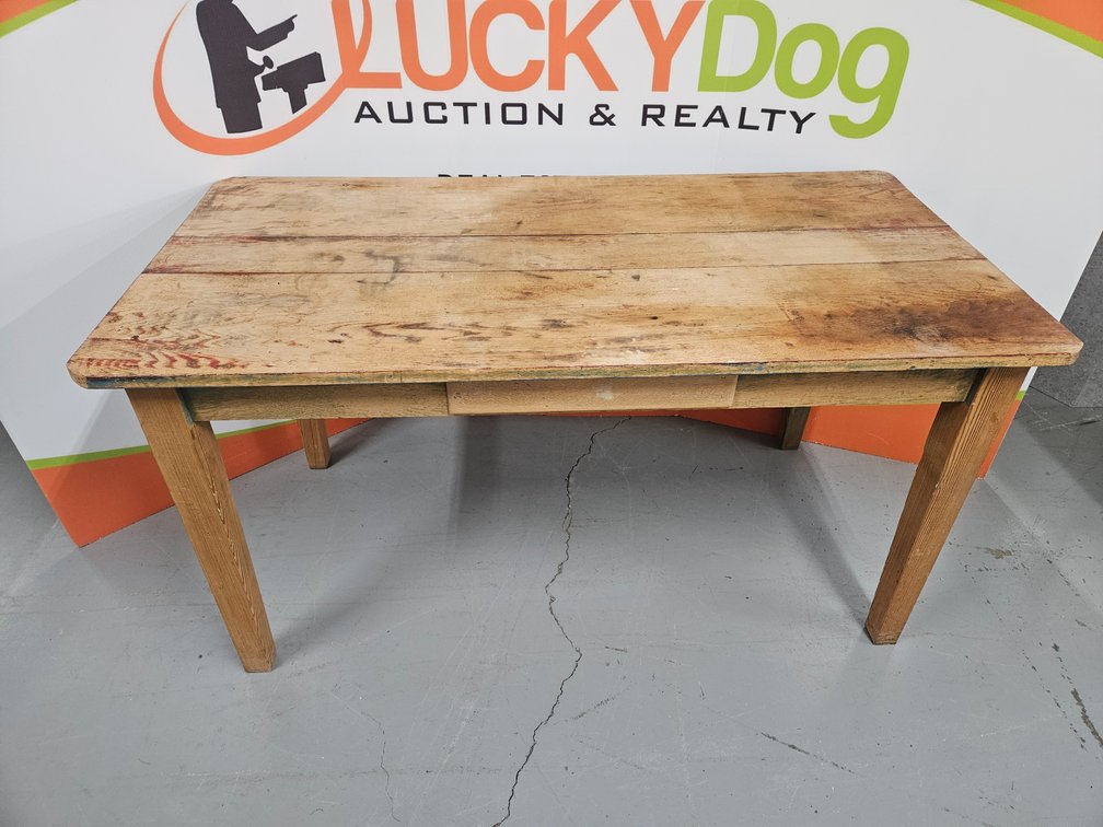 Wooden Farm House Table - Measures 29" Tall × 55.5" Wide × 28.25" Deep