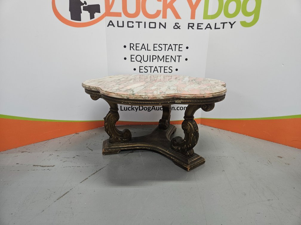 Marble Top Coffee Table - Measures 17.5" Tall × 35" Wide 