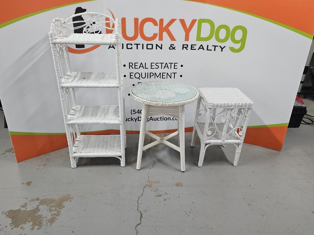 Wicker Shelf and End Tables (3 Included)