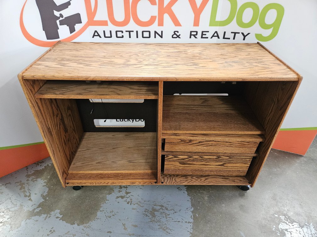 Rolling Wooden Entertainment Center - Measures 32" Tall × 47" Wide × 18.5" Deep