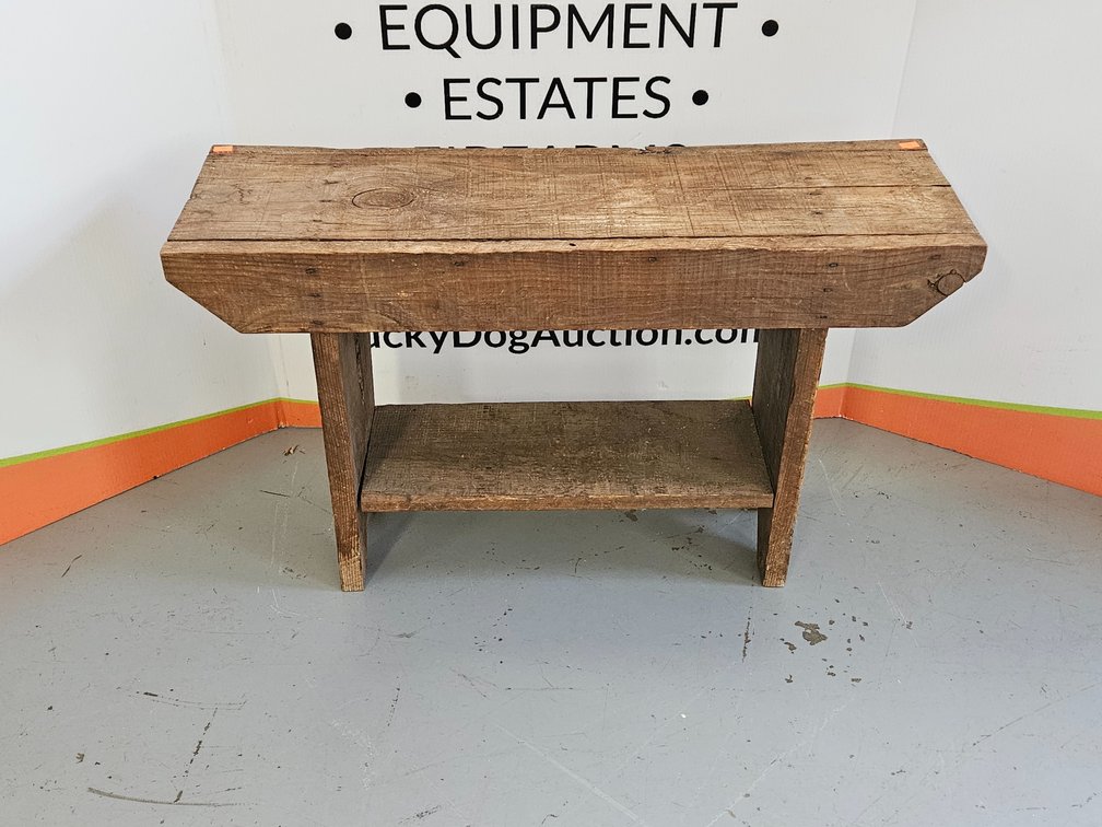 Primitive Wooden Bench - Measures 19" Tall × 32" Wide × 9.75" Deep