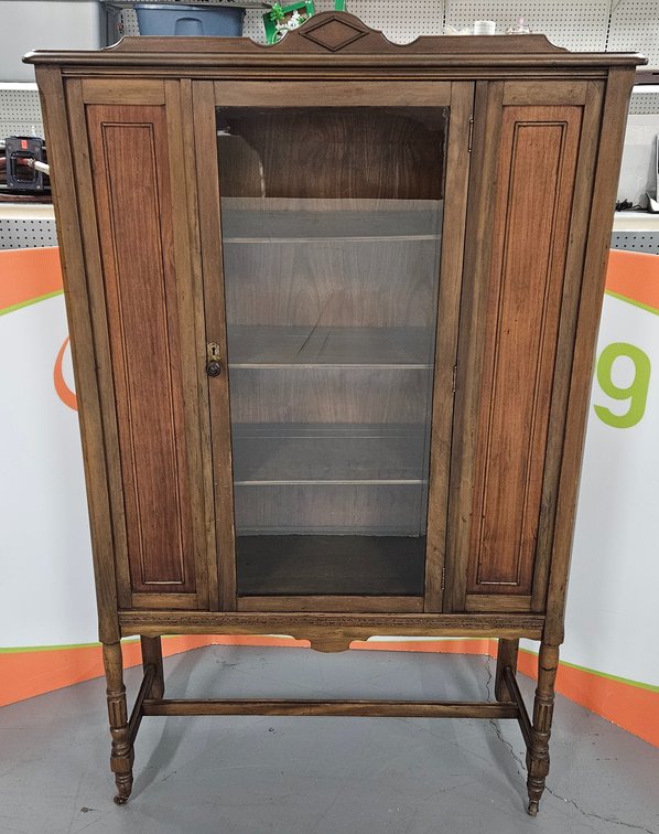 Vintage Solid Wood China Hutch - Measures 66.75" Tall × 39.5" Wide × 15.75" Deep