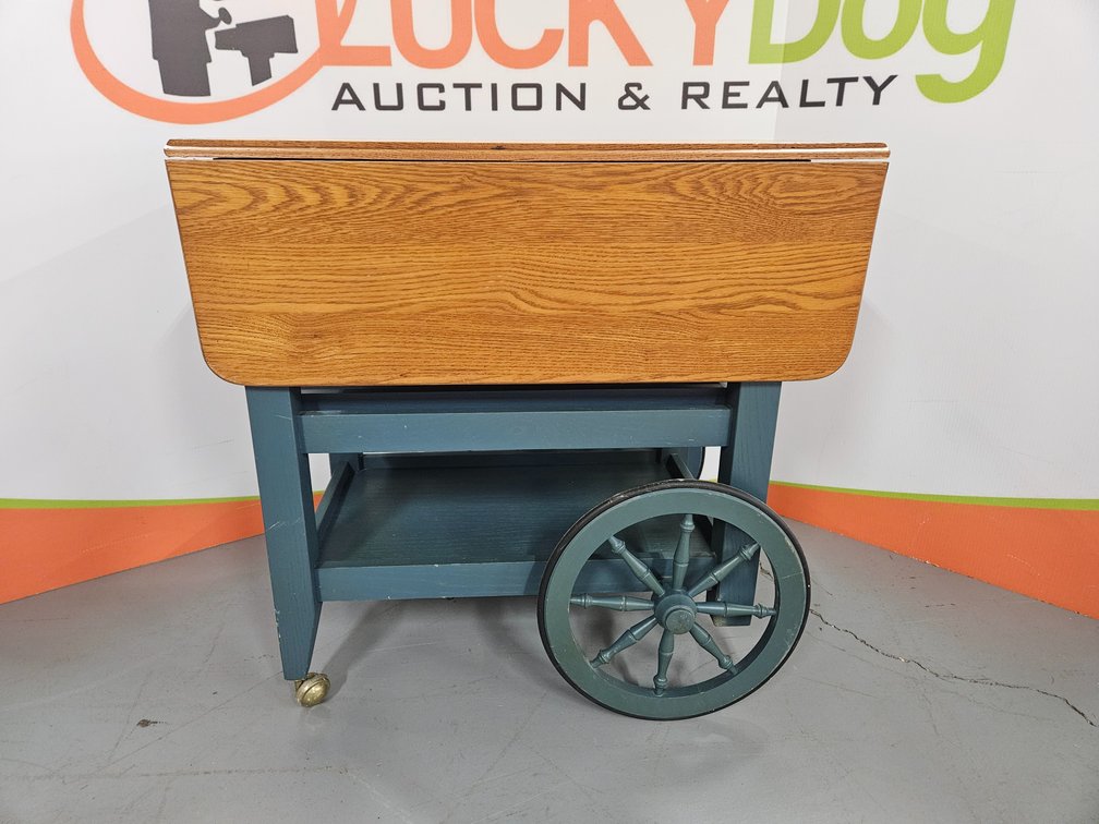 Rolling Wooden Serving Cart - Measures 30" Tall × 30" Wide × 19" Deep
