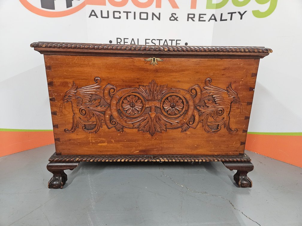 Polish Antique Wooden Chest - Measures 25" Tall × 36.5" Wide × 22" Deep