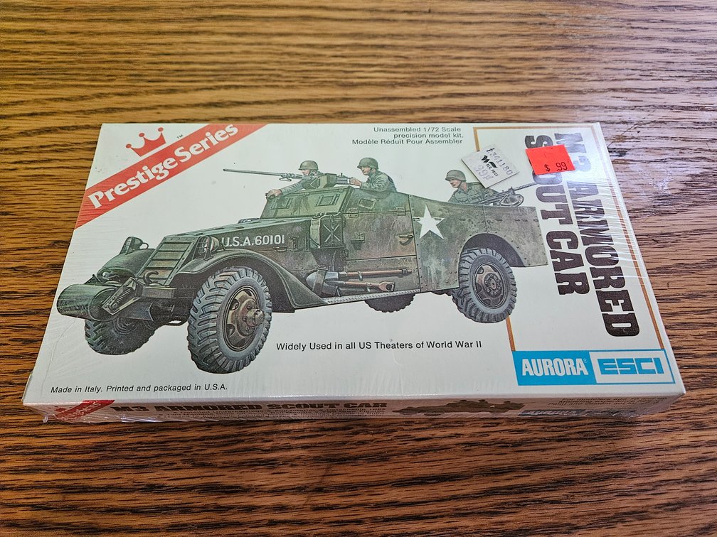 Aurora ESCI Prestige Series M3 Armored Scout Car Model Dated 1977 (Sealed)