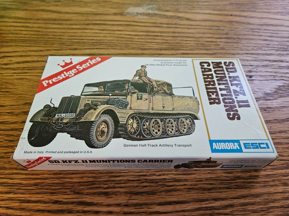 Aurora ESCI Prestige Series SD.KFZ.11 Munitions Carrier Model Dated 1977 