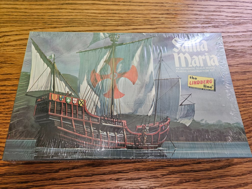 The Lindberg Line Santa Maria Ship Model Dated 1974 (Sealed)