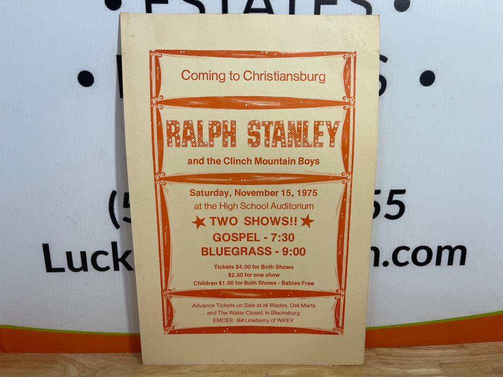 Ralph Stanley Show Poster Dated 1975 Measures 12.5” Wide x 19” Tall
