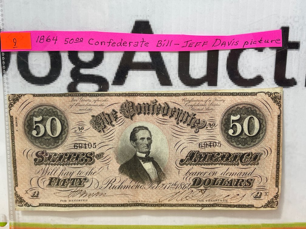 1864 $50.00 Jeff Davis Confederate Bill