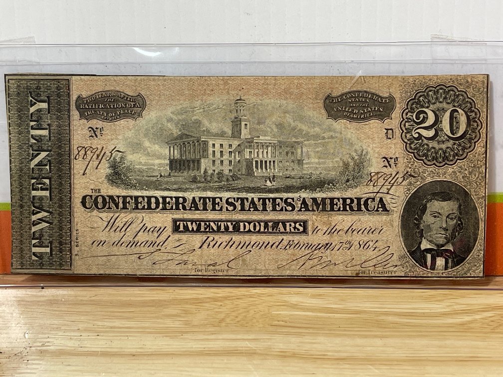 1864 $20 Confederate Bill - Alexander Stephens