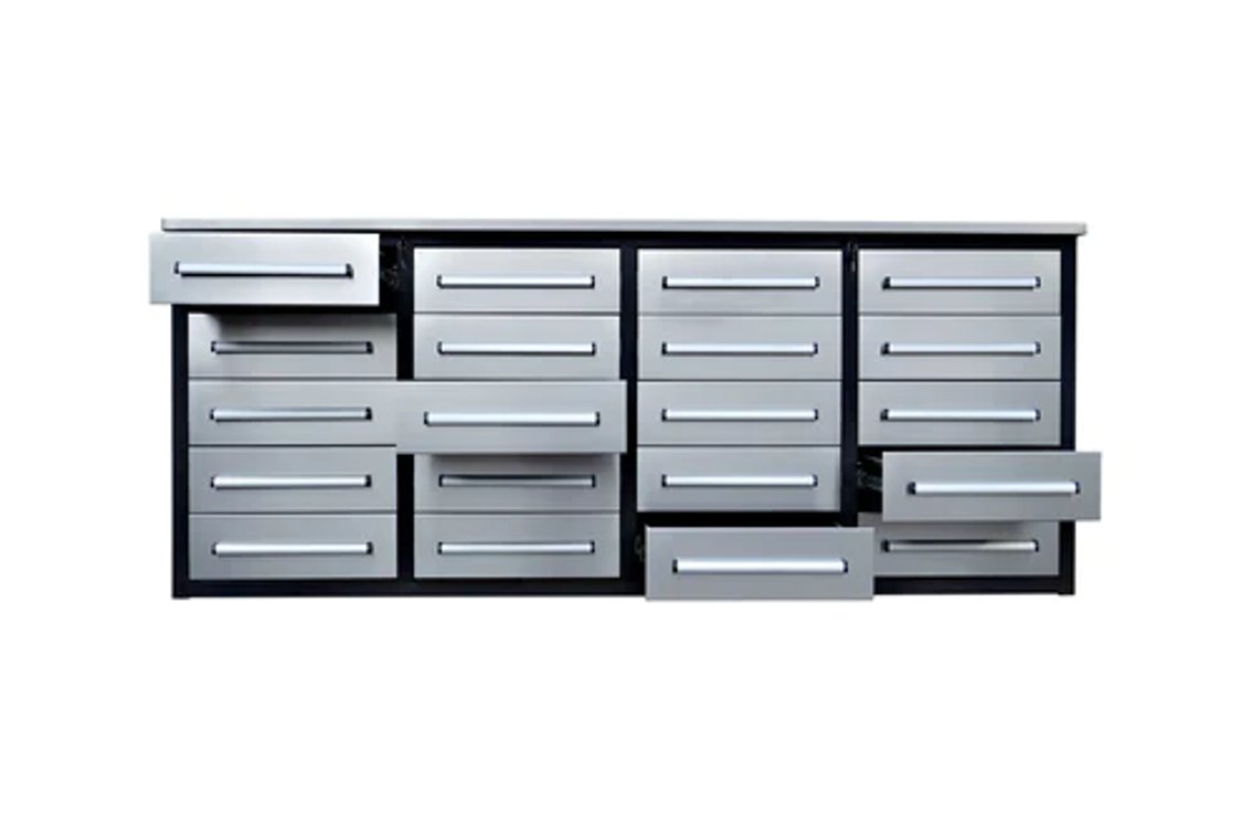 Unused Steelman Stainless Steel Workbench - 20 Drawers