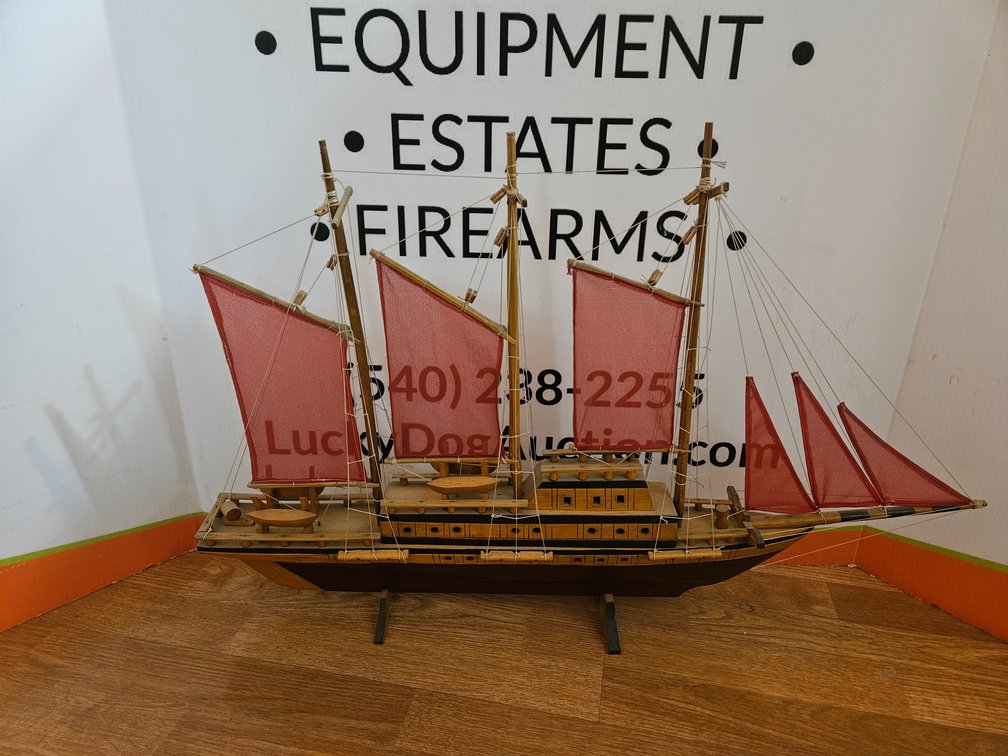 Wooden Model Ship - Measures 20" Tall × 31.5" Wide × 3" Deep