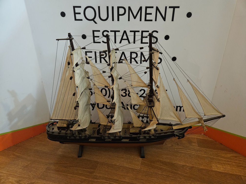 Wooden Model Ship - Measures 21" Tall × 30" Wide × 4.5" Deep