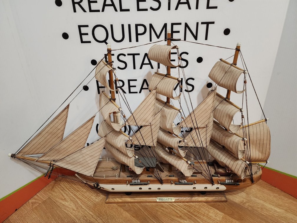 Wooden Model Ship Measures 24" Tall x 33" Wide 