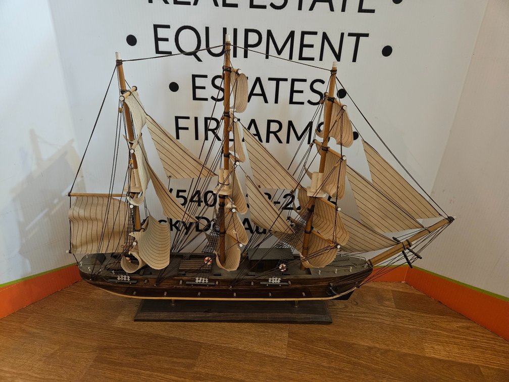 Wooden Model Ship - Measures 24" Tall × 33" Wide × 4" Deep