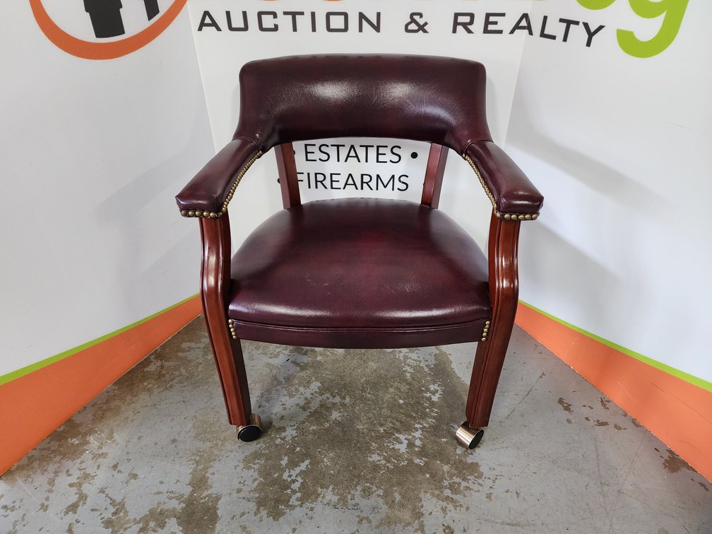Leather Rolling Office Chair Measures 29.5" Tall x 26" Wide 