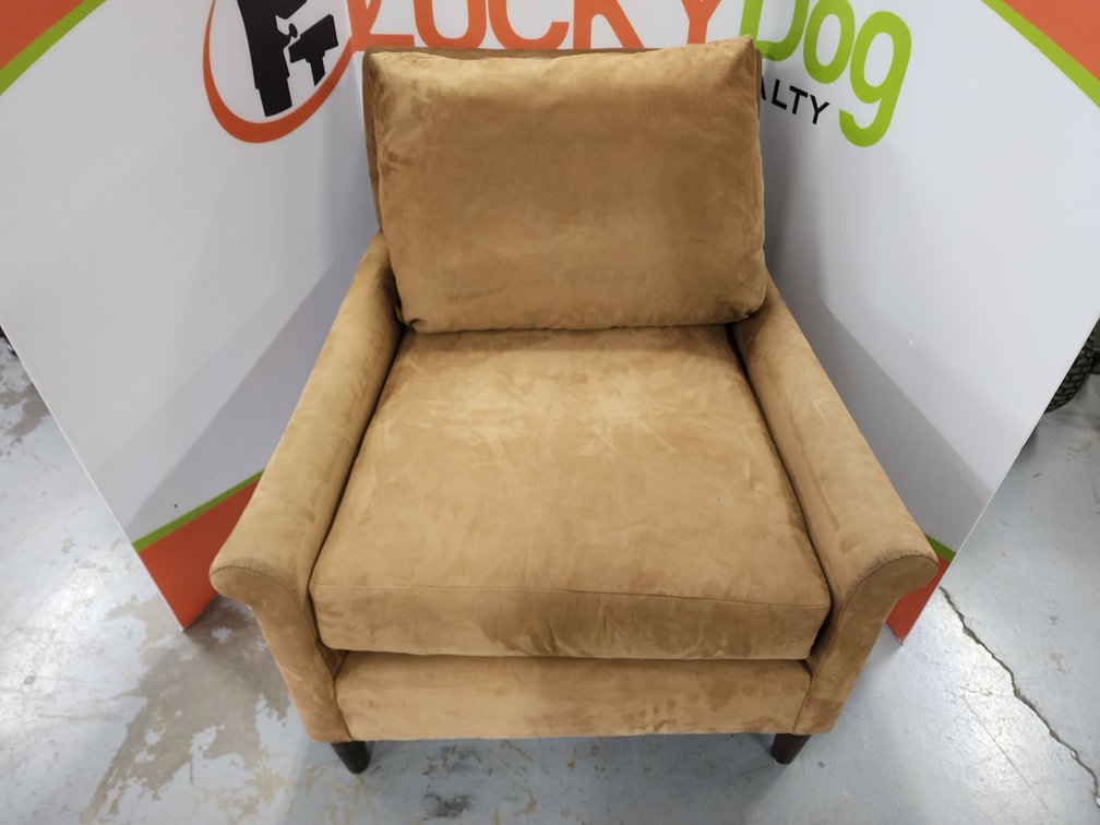 Henredon Suede Lounge Chair Measures 35" Tall x 34" Wide