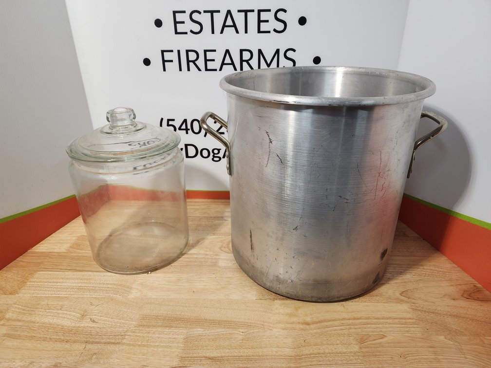 Large Stock Pot - Glass Candy/Cookie Jar W/ Lid