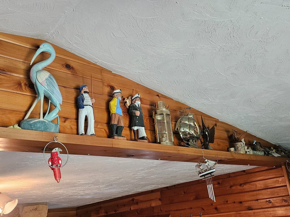 Back Room Shelf Contents Wooden Ship - Figurines and More 